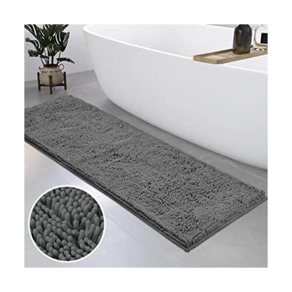 HOMEIDEAS Alfombra de baño gris de 17 x 47 pulgadas ultra_1