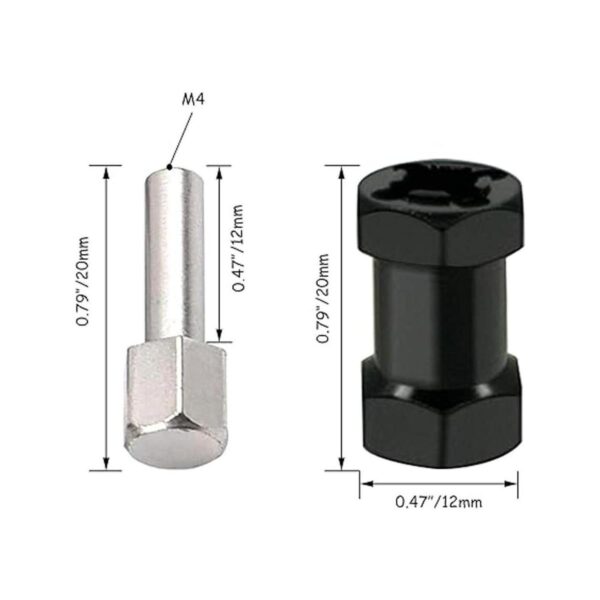 HOPLEX 0.472 in rueda hexagonal Hub con extensión de 0.787_2