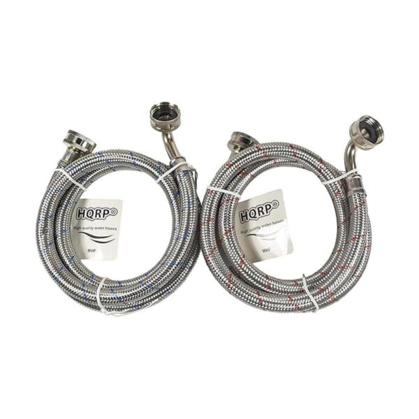 HQRP Mangueras para lavadora de acero inoxidable codo de