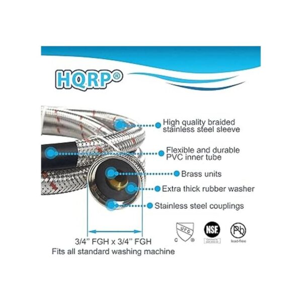 HQRP Mangueras para lavadora de acero inoxidable codo de