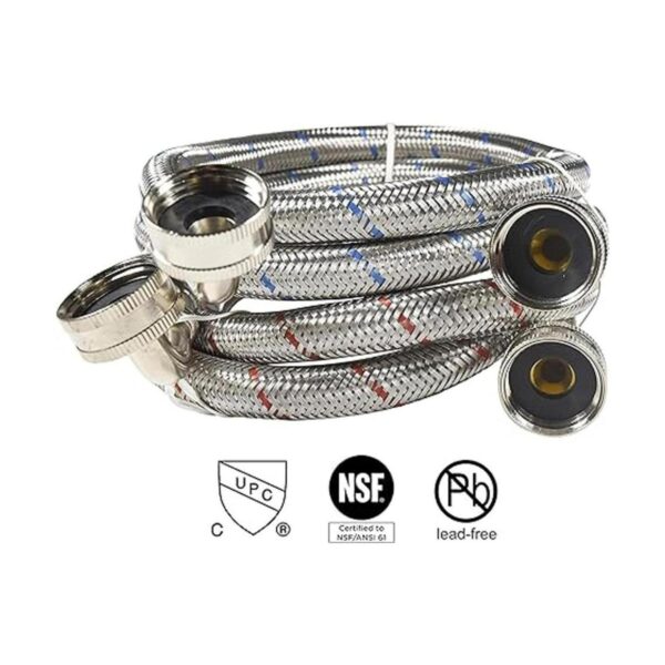 HQRP Mangueras para lavadora de acero inoxidable codo de