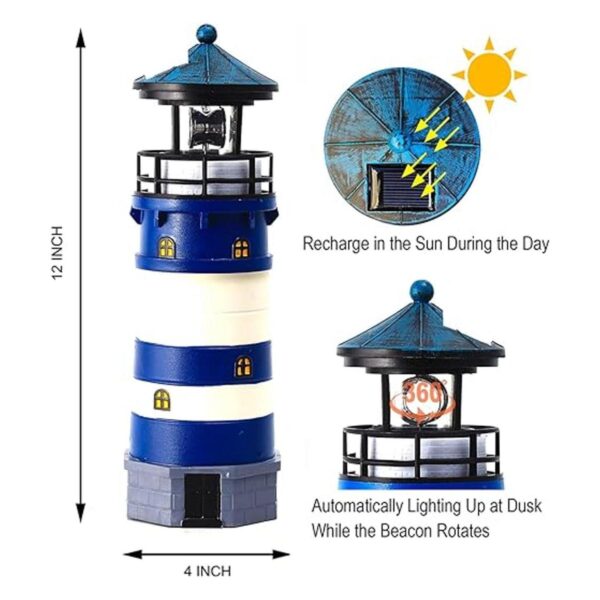 HSHD Faro con luces LED giratorias Lámpara solar de faro_2