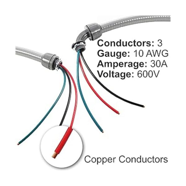 HQRP 10AWG 3Conductor no metálico liquidtight AC Whip