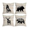 HUYAW Woodland Juego de 4 fundas de almohada de_1