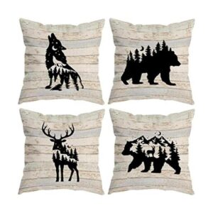 HUYAW Woodland Juego de 4 fundas de almohada de_1