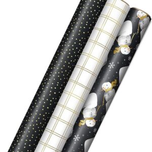 Hallmark Papel de regalo negro de Navidad con líneas de