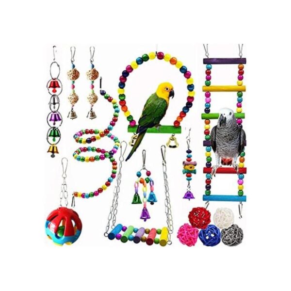 Hamiledyi Bird Parrot Juego de 15 juguetes de masticación_1