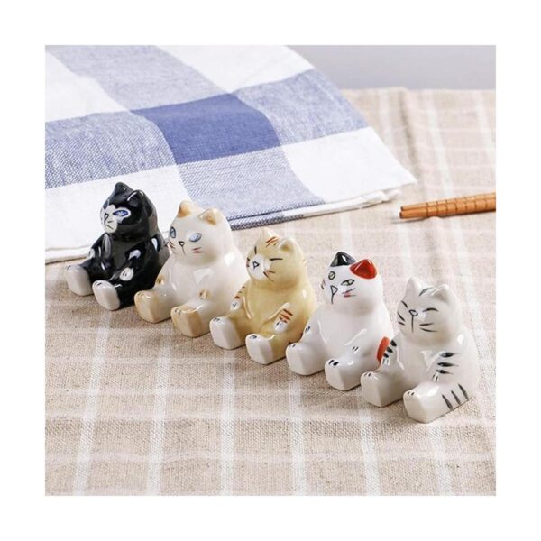 Juego de 5 pares de palillos con 6 bonitos gatos de la