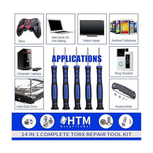 HengTianMei Juego de destornilladores Torx 14 en 1 con