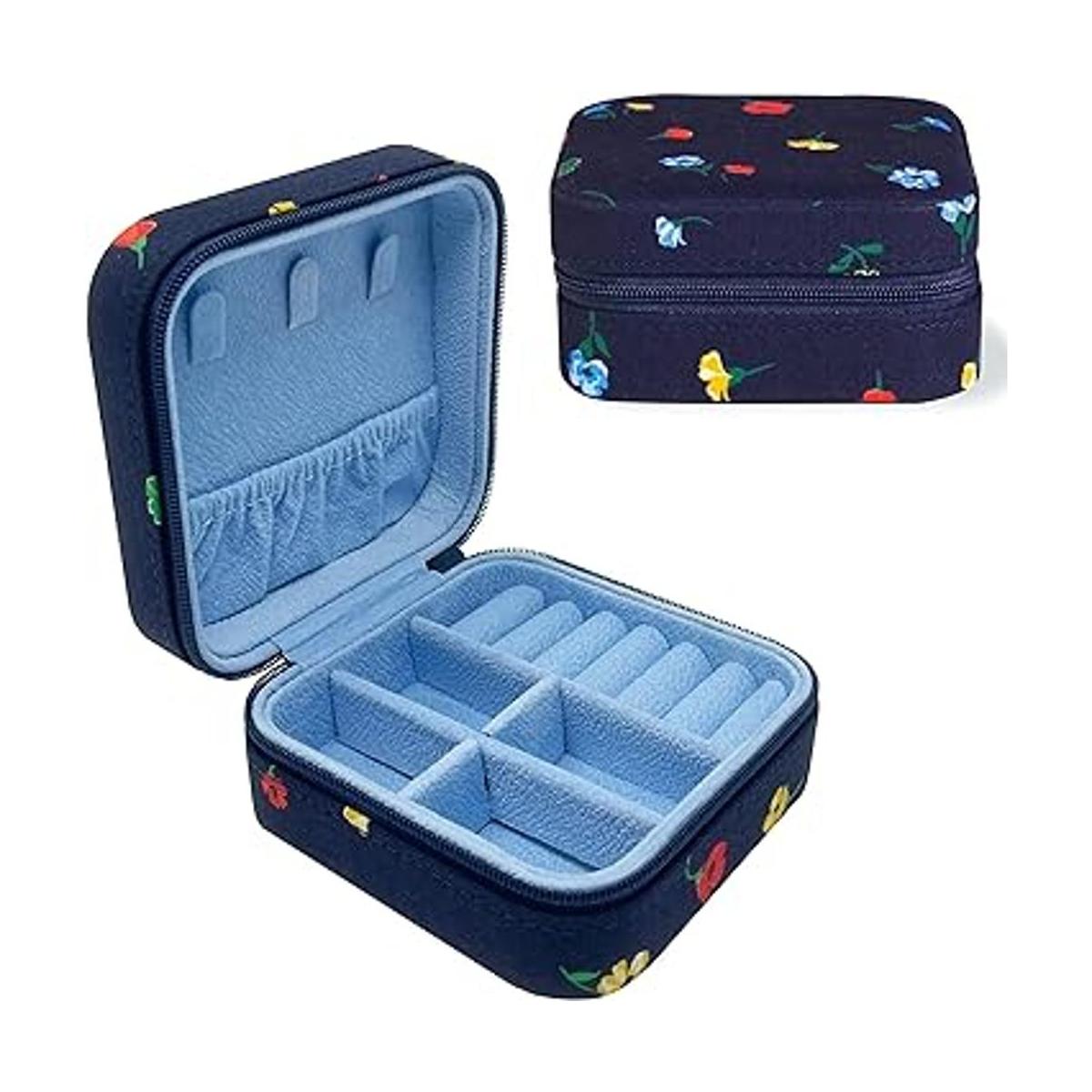 Kate Spade New York Joyero de viaje floral azul marino