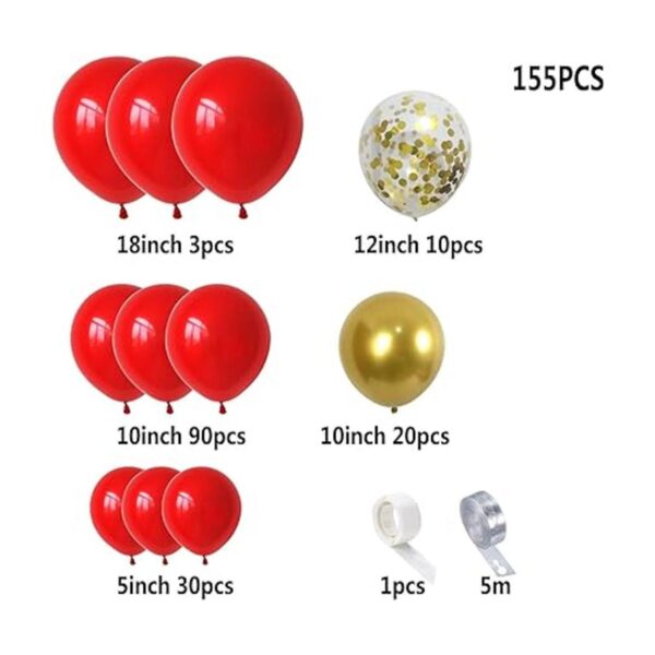Kit de guirnalda de globos de color rojo dorado para