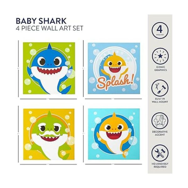 Idea Nuova Baby Shark Juego de 4 lienzos cuadrados para_2