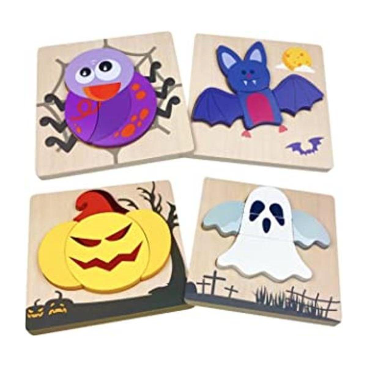 Anditoy Paquete de 4 rompecabezas de madera de Halloween