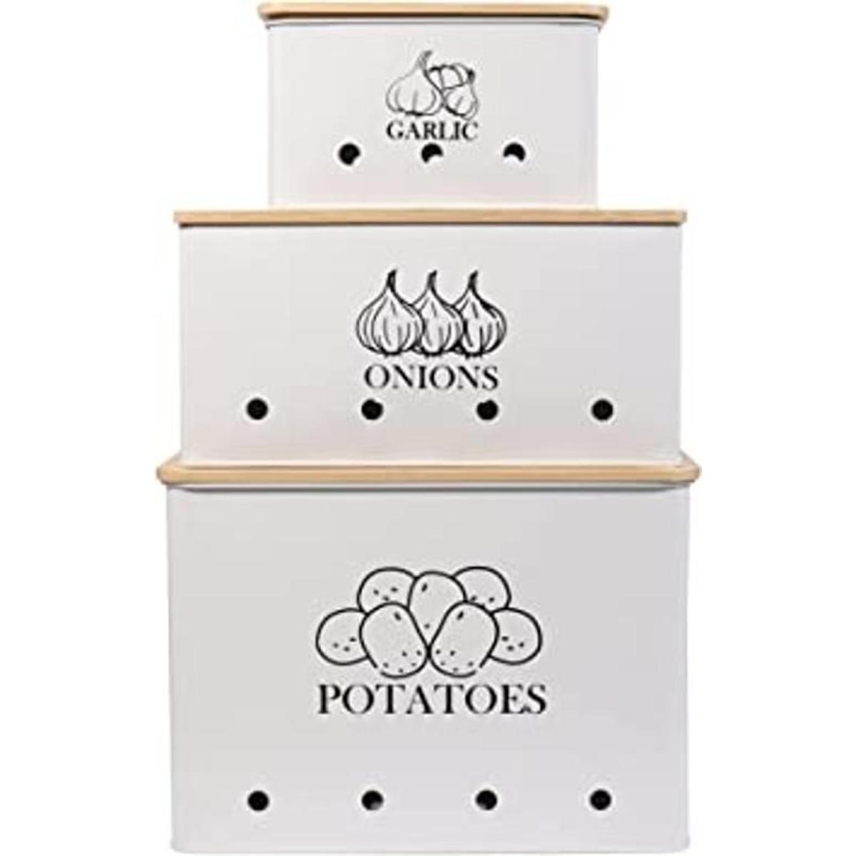 Juego de 3 latas de almacenamiento de verduras para