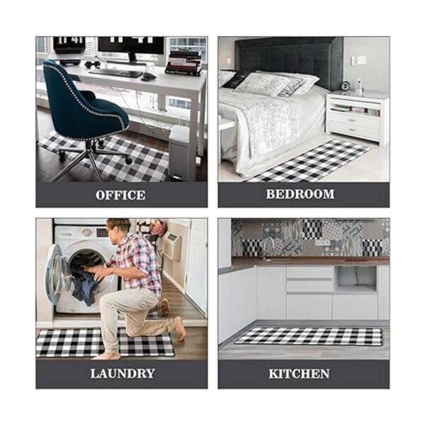 Juego de alfombras y alfombras de cocina en blanco y_6