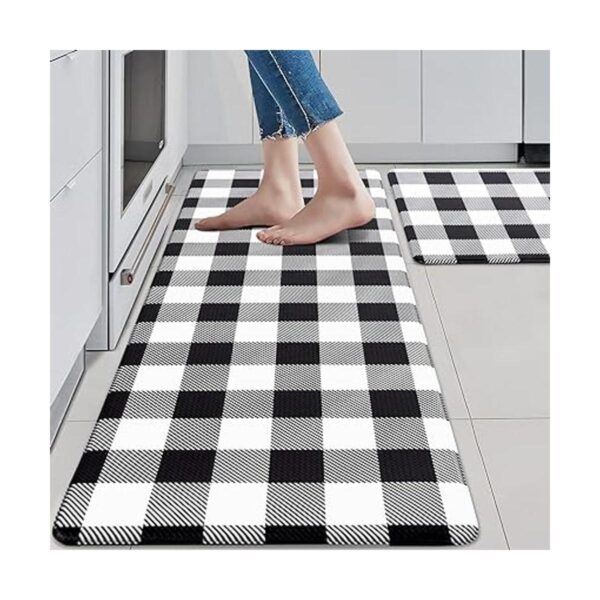 Juego de alfombras y alfombras de cocina en blanco y_1