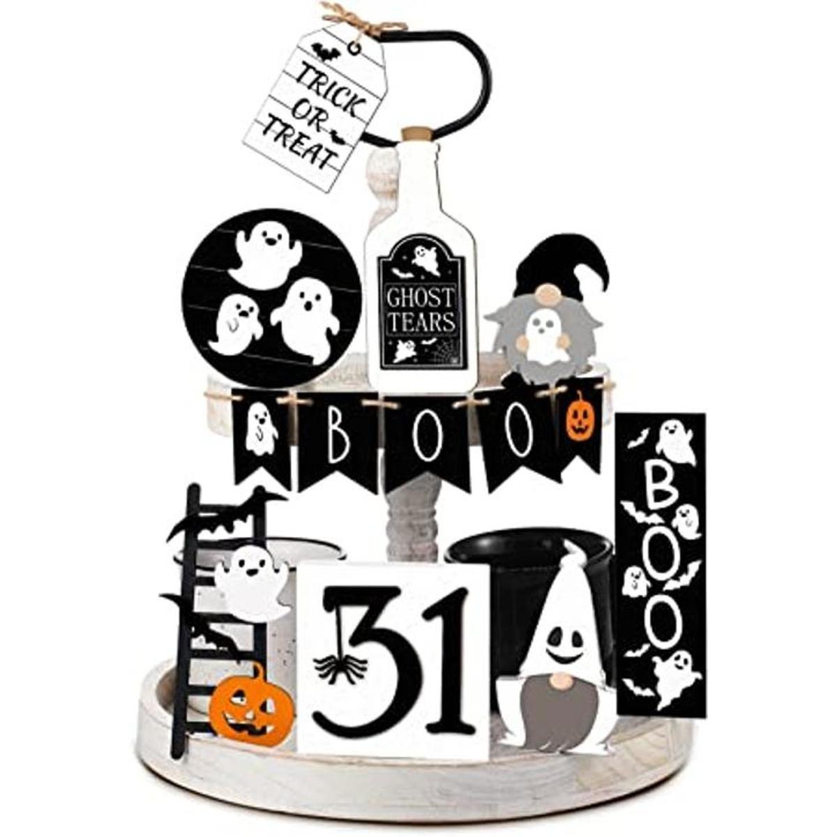 Juego de decoración de bandeja escalonada de Halloween
