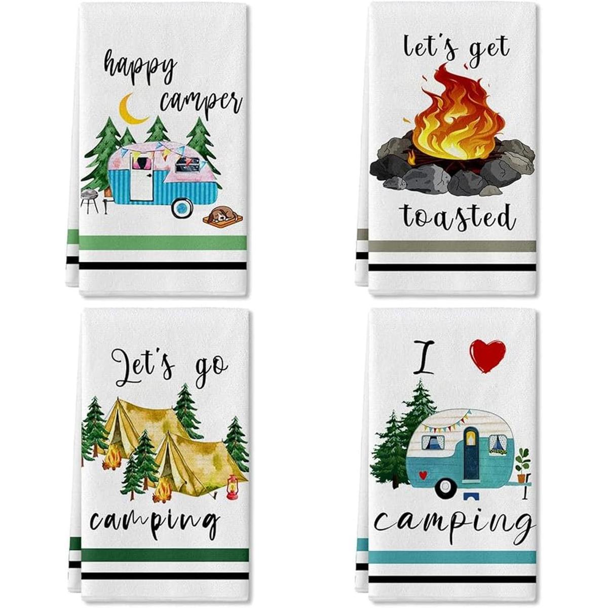 Juego de 4 toallas de cocina para campamento juego de 4