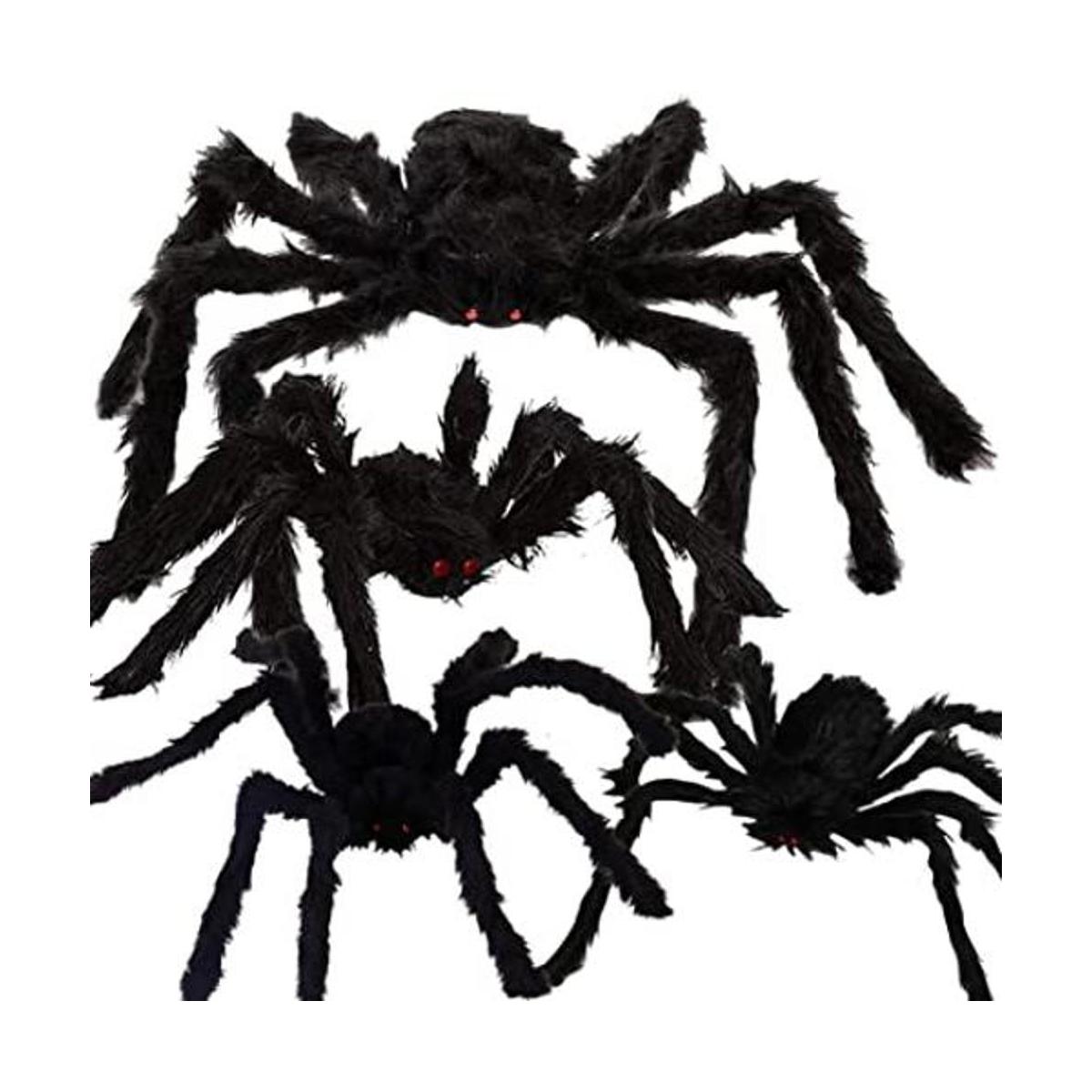 Juego de 4 arañas peludas de Halloween accesorios de