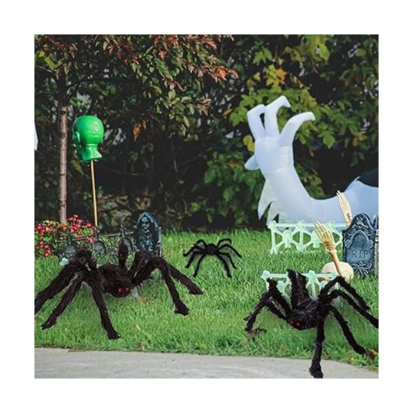Juego de 4 arañas peludas de Halloween accesorios de