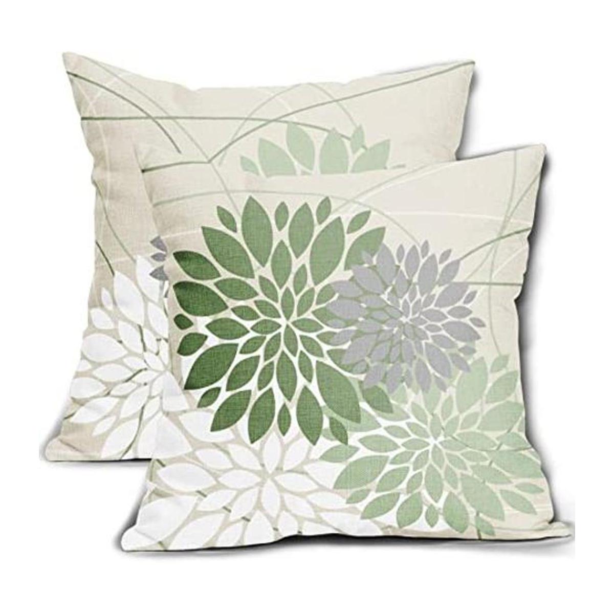 Juego de 2 fundas de almohada de dalia verde salvia de 18