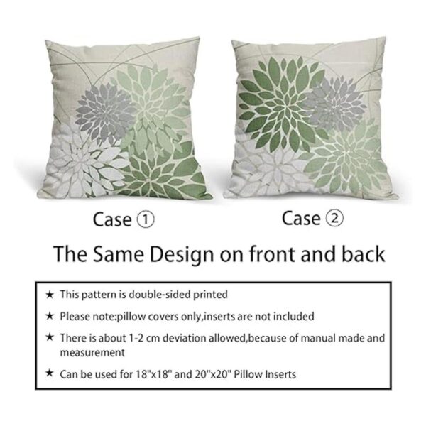 Juego de 2 fundas de almohada de dalia verde salvia de 18