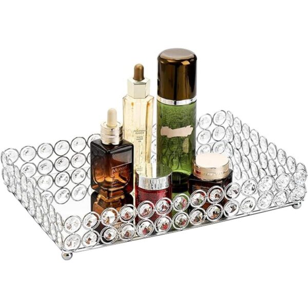 Hedume Bandeja de maquillaje cosmético de cristal bandeja