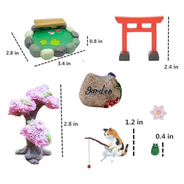 Kit de jardín de hadas de 14 piezas figuras de gato de_2