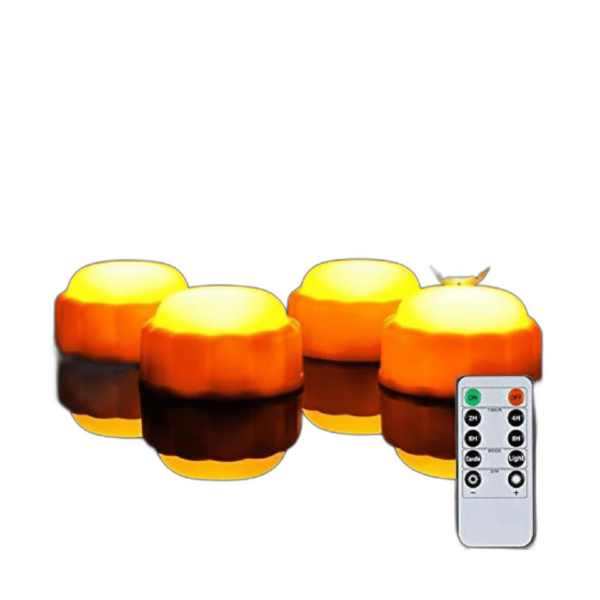 Homemory Paquete de 4 luces LED brillantes de calabaza de_1