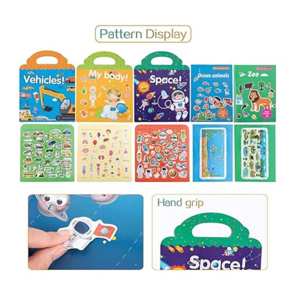 Juego de 5 libros de calcomanías reutilizables para niños
