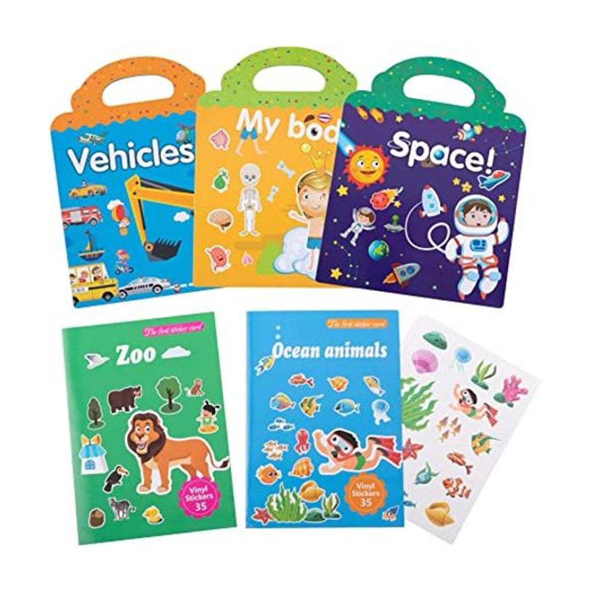 Juego de 5 libros de calcomanías reutilizables para niños