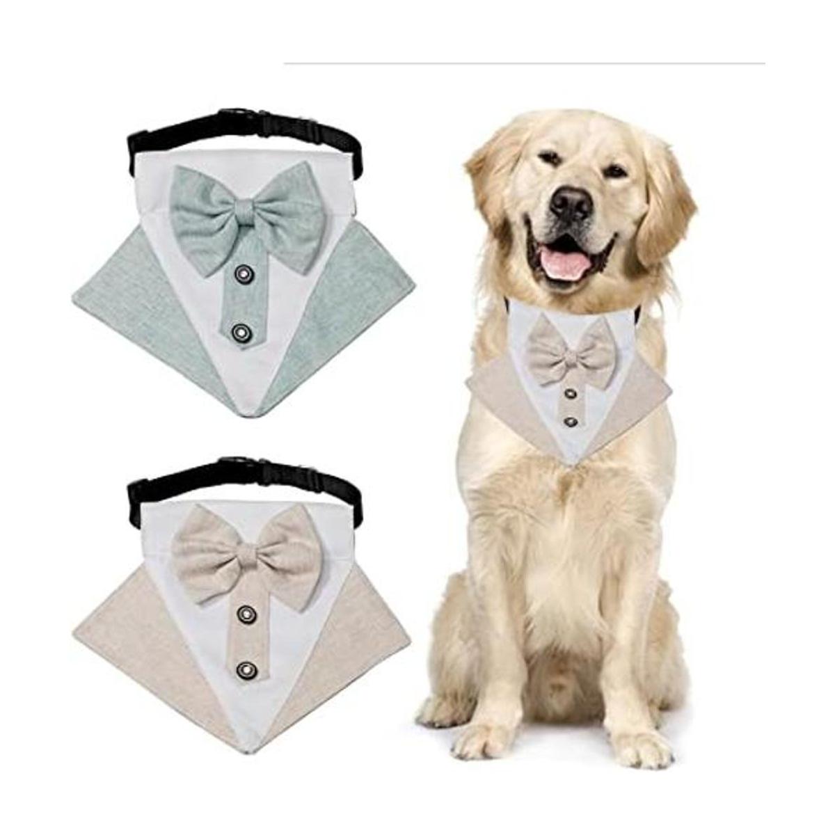 HACRAHO Bandana de esmoquin para perro 2 unidades