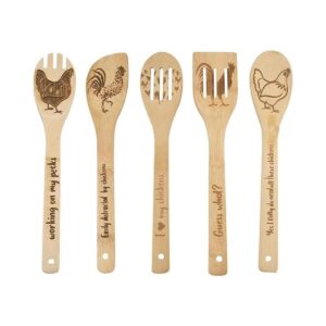 Juego de 5 cucharas de cocina de madera de gallo regalo