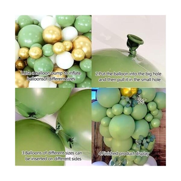 Juego de 152 globos de color verde oliva kit de arco de_3