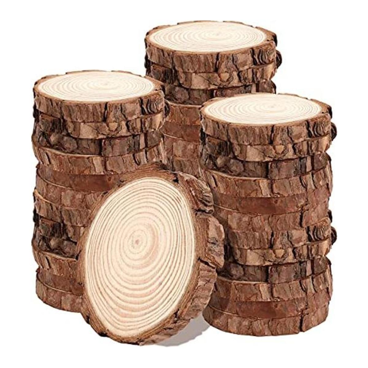 JOIKIT 50 rodajas de madera natural de 3.5 a 4 pulgadas
