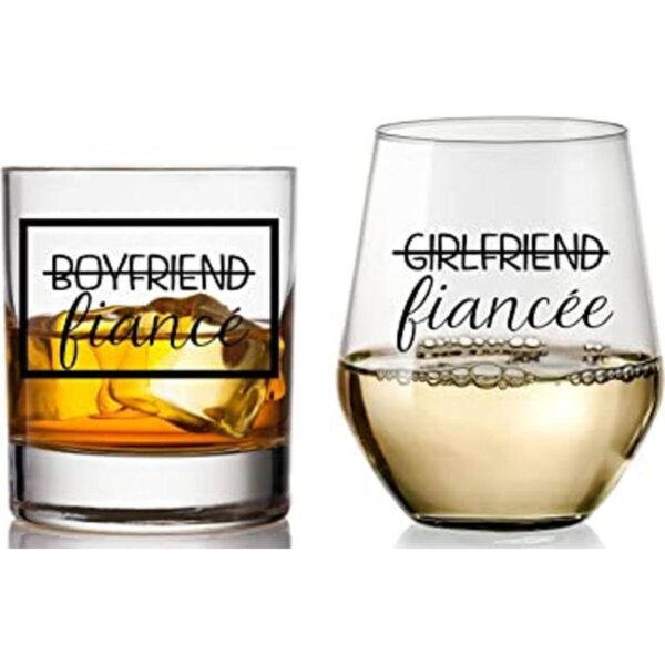 Juego de regalo de copa de vino y whisky para novio y_1
