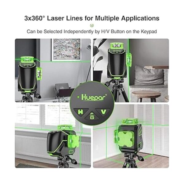 Huepar 3 x 360 líneas cruzadas nivel láser 3D