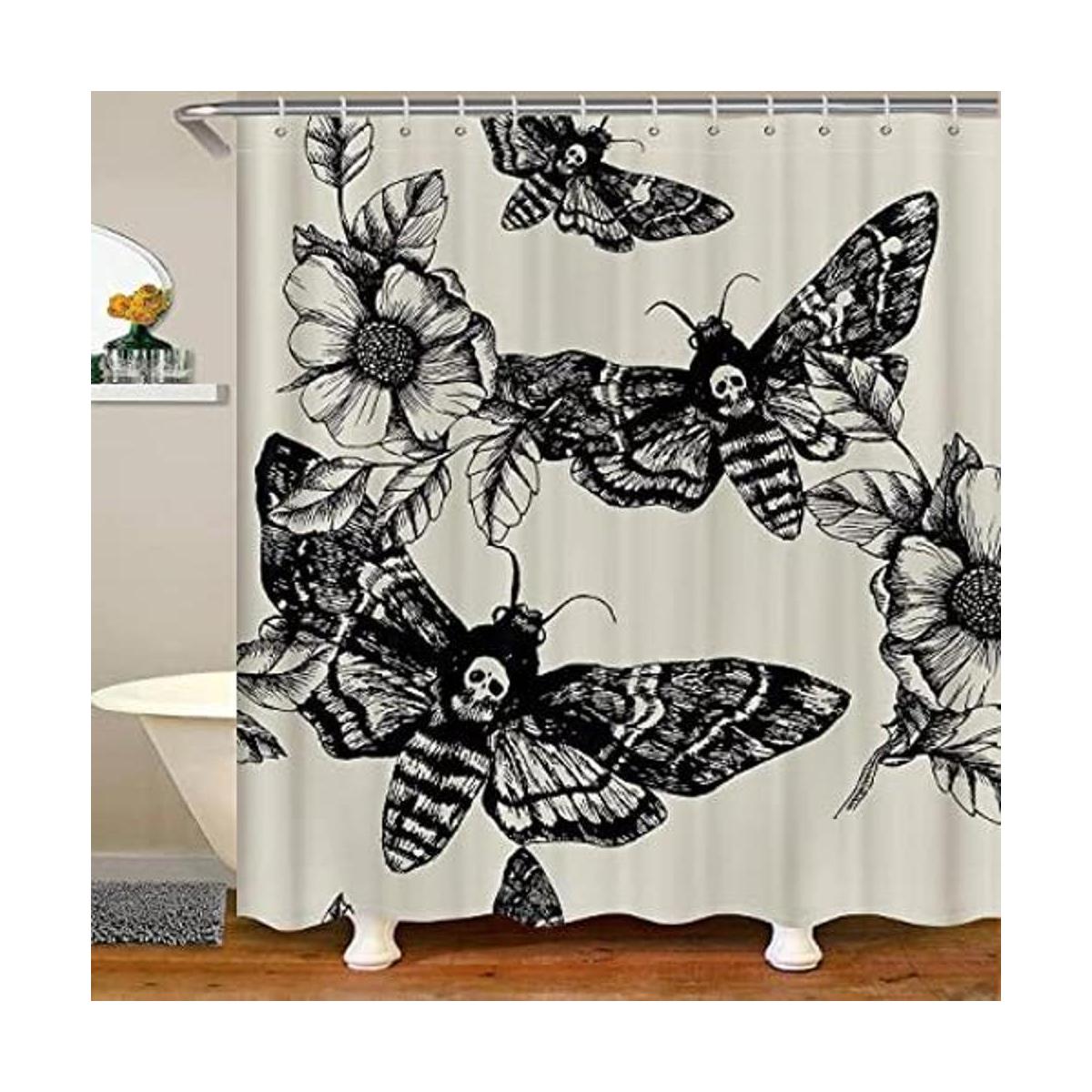 Juego de cortinas de ducha de baño con calavera gótica