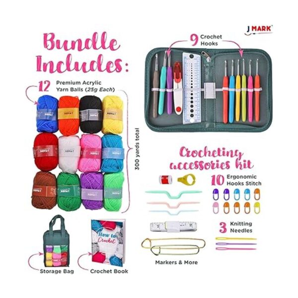 J MARK Kit de ganchillo con juego de hilos el paquete_2