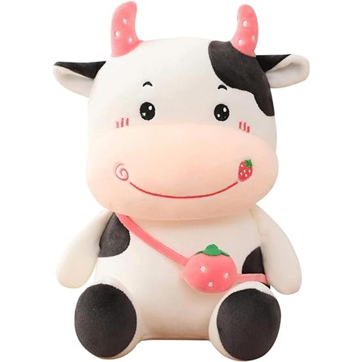 Kawaii Linda muñeca de vacas de frutas con fresa leche