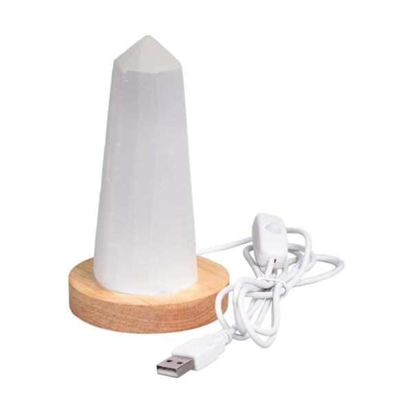 JIC Gem Lámpara de selenita USB hexagonal puntos de_2