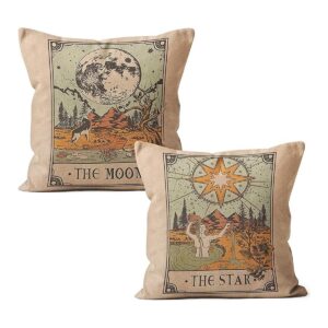 Juego de 2 fundas de almohada de Tarot The Moon The Star_1
