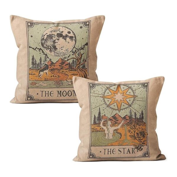 Juego de 2 fundas de almohada de Tarot The Moon The Star_1