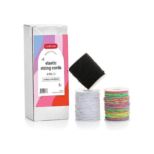 Incraftables Juego de 3 rollos de cuerda elástica blanco_1