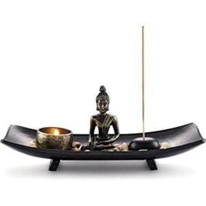 Jovivi Zen Garden Juego de estatua de Buda con portavelas_1