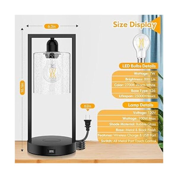Juego de 2 lámparas de mesa con control táctil de carga_4