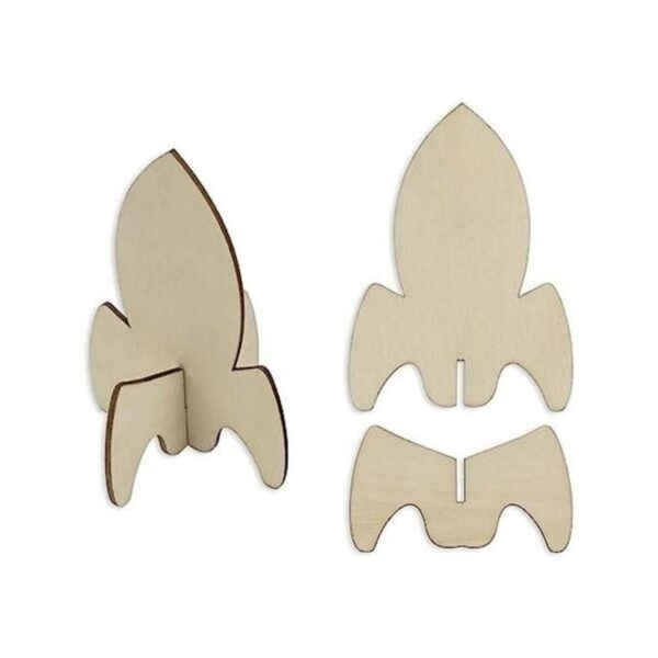 JANOU 12 Sets Rocket 3D madera de madera sin terminar
