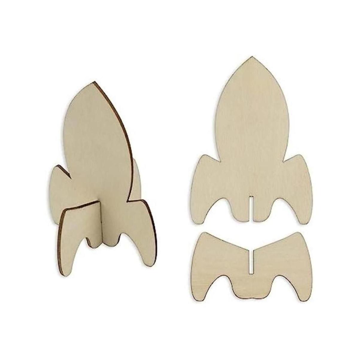 JANOU 12 Sets Rocket 3D madera de madera sin terminar