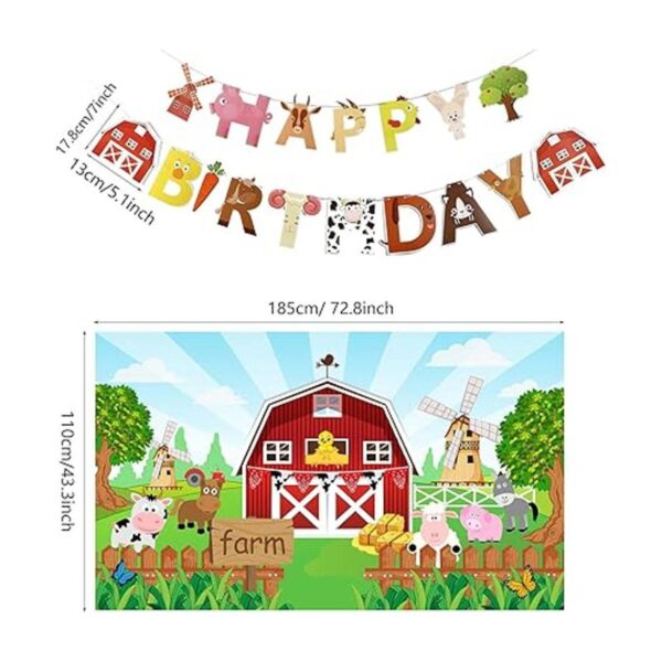 Juego de fiesta de cumpleaños de animales de granja telón_2