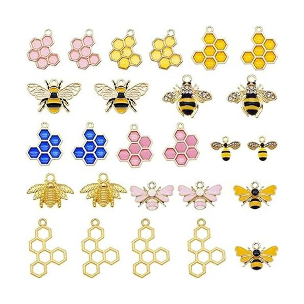 JJGQAZ 24 piezas 12 pares aleación esmalte abeja